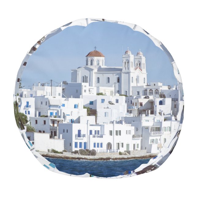 Paros Village Naoussa Island View Pouf (Bottom)