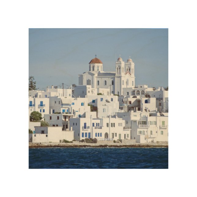Paros Village Naoussa Island View Wood Wall Art (Front)