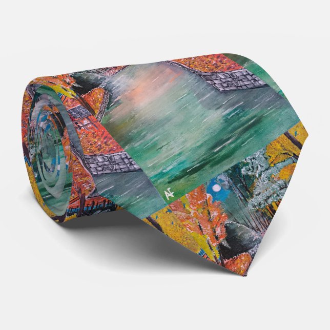 Parque de San Vicente Painting by Alfred Fox Neck Tie (Rolled)
