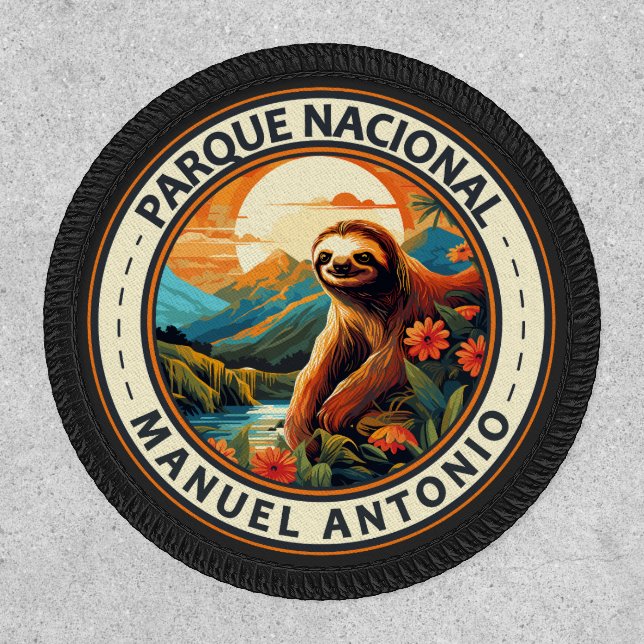 Parque Nacional Manuel Antonio Sloth Travel Art Patch (Front)