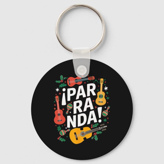 “¡parranda!” Puerto Rican Music Tradition  Keychain (Front)