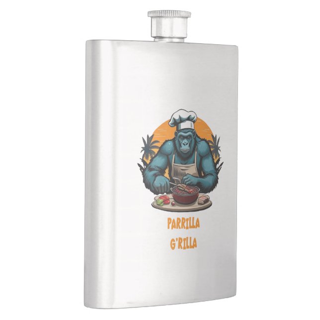 Parrilla G'rilla Master BBQ Griller Fun Pun Flask (Right)