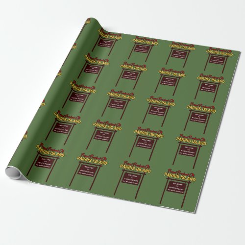 Parris Island Sign Linen Wrapping Paper _ 30x6