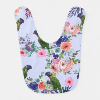 Parrot Among the Blooms Baby Bib