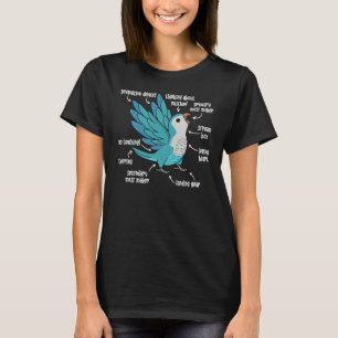 Parrot Anatomy I Blue Monk Parakeet Quaker T-Shirt
