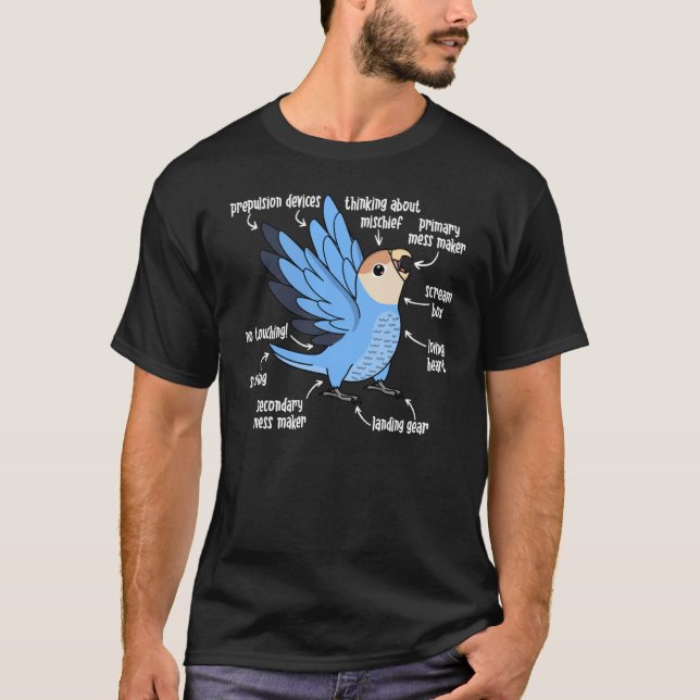 Parrot Anatomy I Peach faced Blue Lovebird T-Shirt (Front)