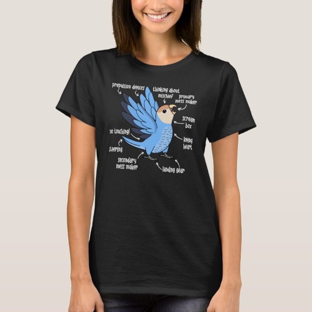 Parrot Anatomy I Peach faced Blue Lovebird T-Shirt (Front)