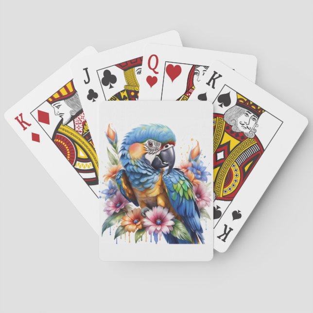 Parrot and Flowers Poker Cards (Back)