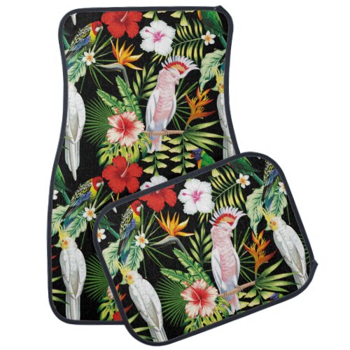 Parrot And Macaw with Tropical Plants Pattern Car Floor Mat
