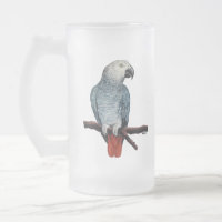 Parrot Art Beer Glass African Grey Mugs Customize