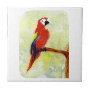 Parrot Art Colourful Macaw Ceramic Tile