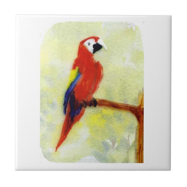Parrot Art Colourful Macaw Ceramic Tile (Front)