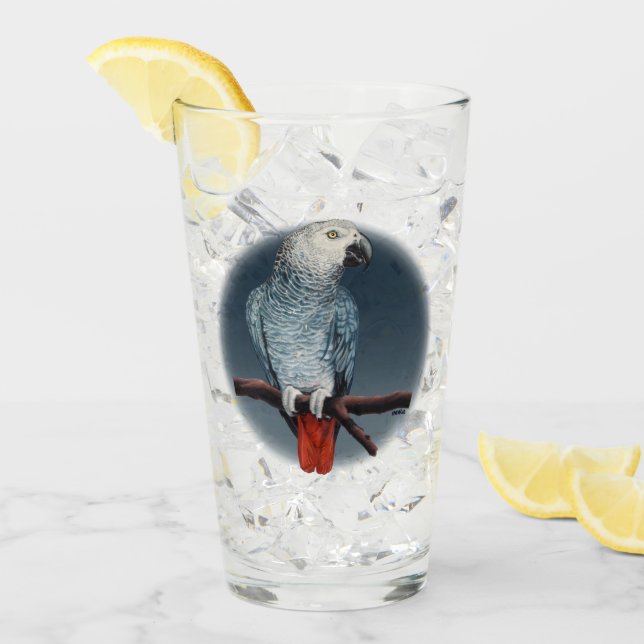 Parrot Art Glass African Grey Glass Personalize (Front Ice)