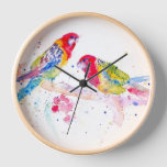 Parrot art Watercolour Painting Aqua Colorful  Clock