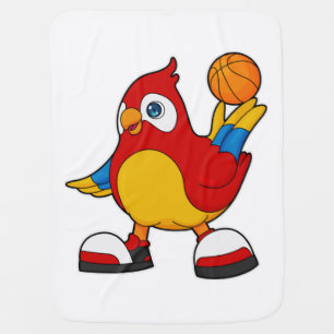 Parrot as Basketball player with Basketball Baby Blanket