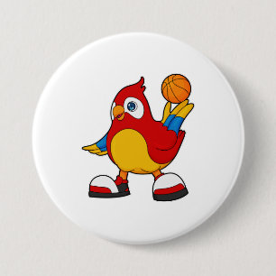 Parrot as Basketball player with Basketball Button