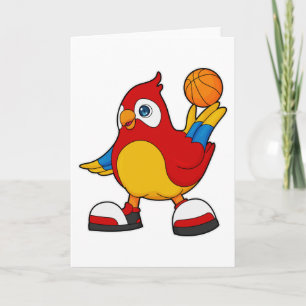 Parrot as Basketball player with Basketball Card