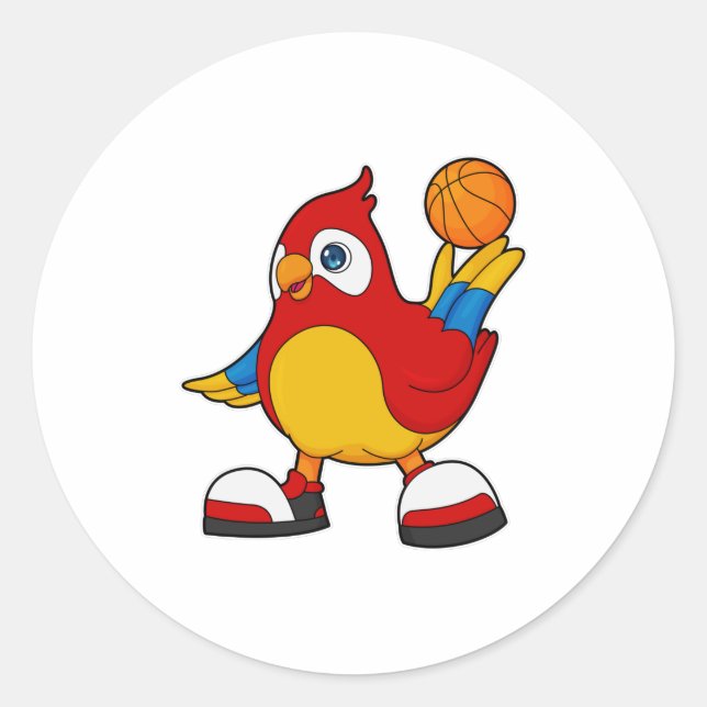 Parrot as Basketball player with Basketball Classic Round Sticker (Front)