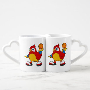 Parrot as Basketball player with Basketball Coffee Mug Set