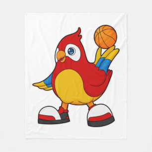 Parrot as Basketball player with Basketball Fleece Blanket