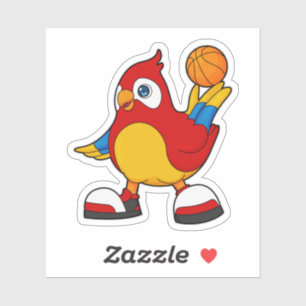 Parrot as Basketball player with Basketball Sticker
