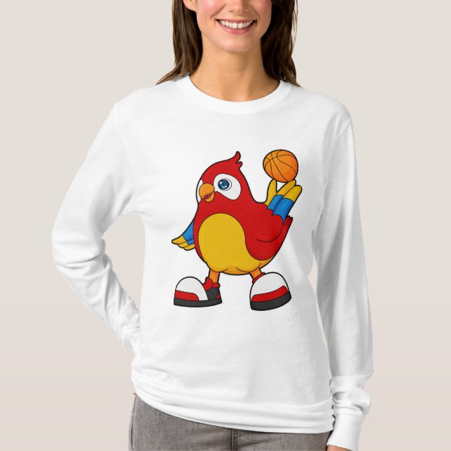 Parrot as Basketball player with Basketball T-Shirt (Front)