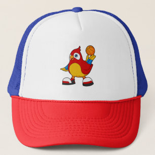 Parrot as Basketball player with Basketball Trucker Hat