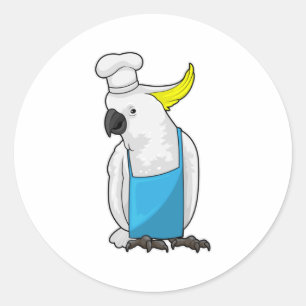 Parrot as Chef with Cooking hat Classic Round Sticker
