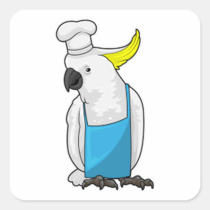 Parrot as Chef with Cooking hat Square Sticker