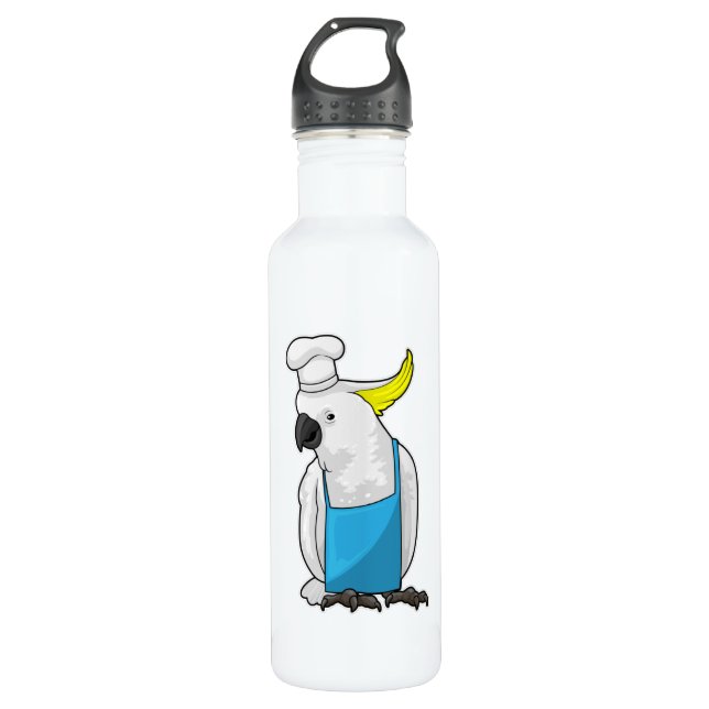 Parrot as Chef with Cooking hat Stainless Steel Water Bottle (Front)