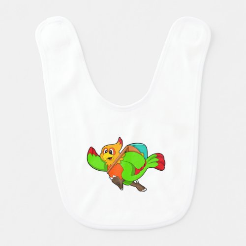 Parrot as Hiker with Backpack Baby Bib