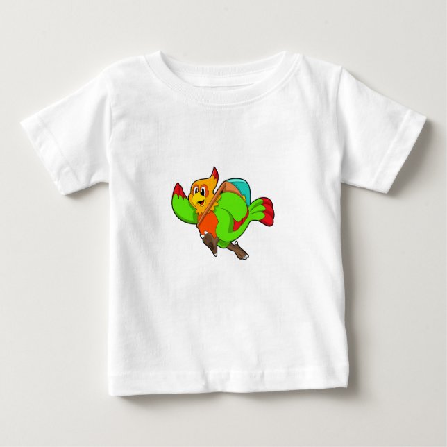 Parrot as Hiker with Backpack Baby T-Shirt (Front)