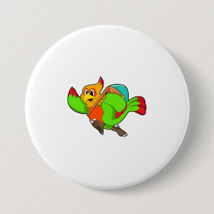 Parrot as Hiker with Backpack Button