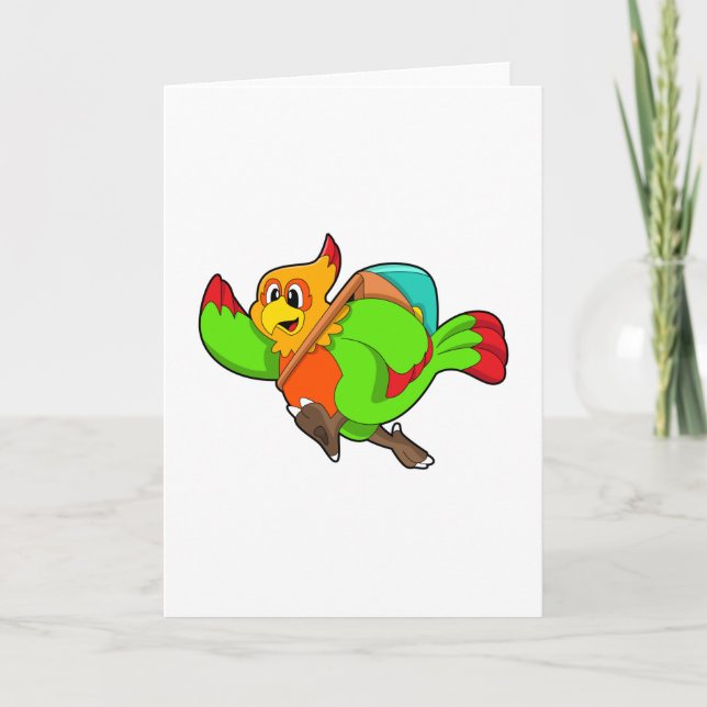 Parrot as Hiker with Backpack Card (Front)