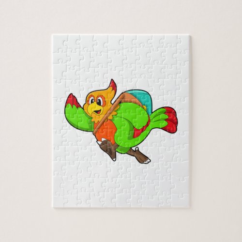 Parrot as Hiker with Backpack Jigsaw Puzzle