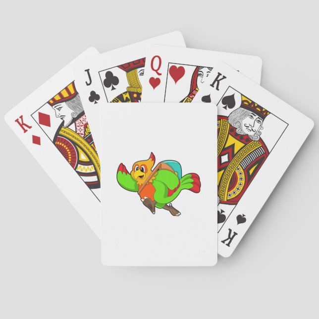Parrot as Hiker with Backpack Poker Cards (Back)