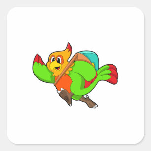 Parrot as Hiker with Backpack Square Sticker