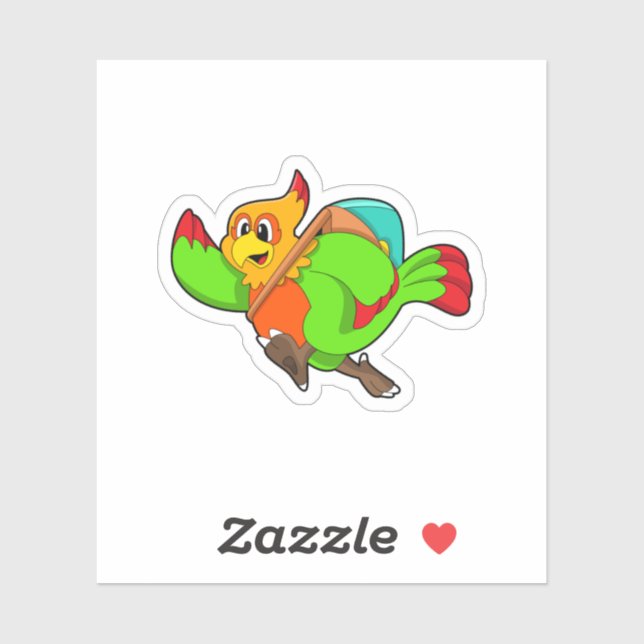 Parrot as Hiker with Backpack Sticker (Sheet)