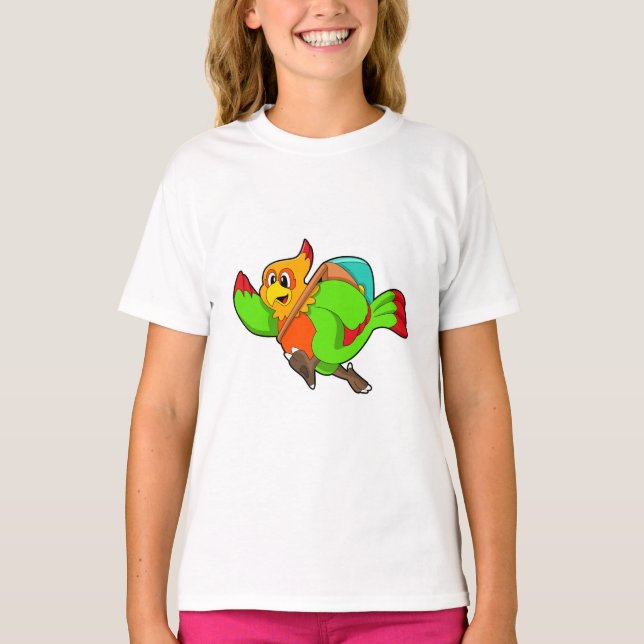 Parrot as Hiker with Backpack T-Shirt (Front)
