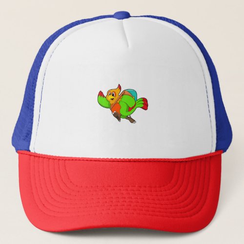 Parrot as Hiker with Backpack Trucker Hat