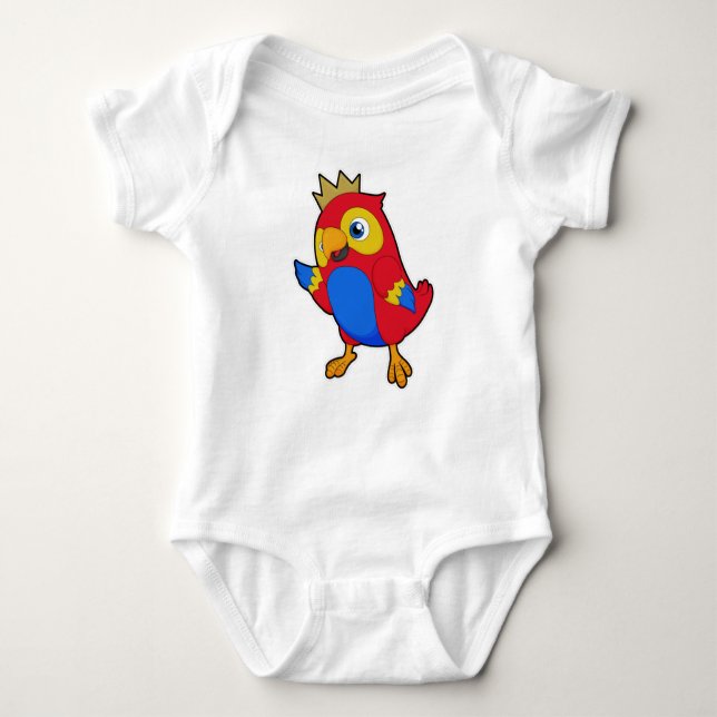 Parrot as King with Crown Baby Bodysuit (Front)