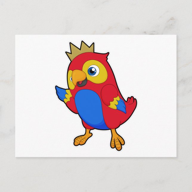 Parrot as King with Crown Postcard (Front)