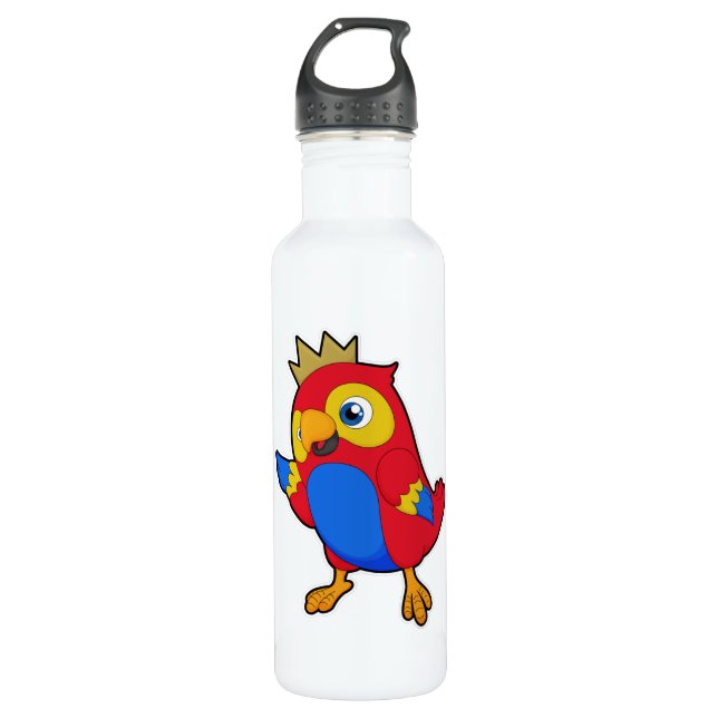 Parrot as King with Crown Stainless Steel Water Bottle (Front)