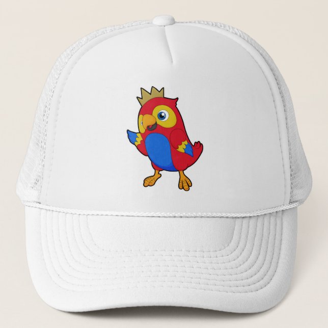Parrot as King with Crown Trucker Hat (Front)