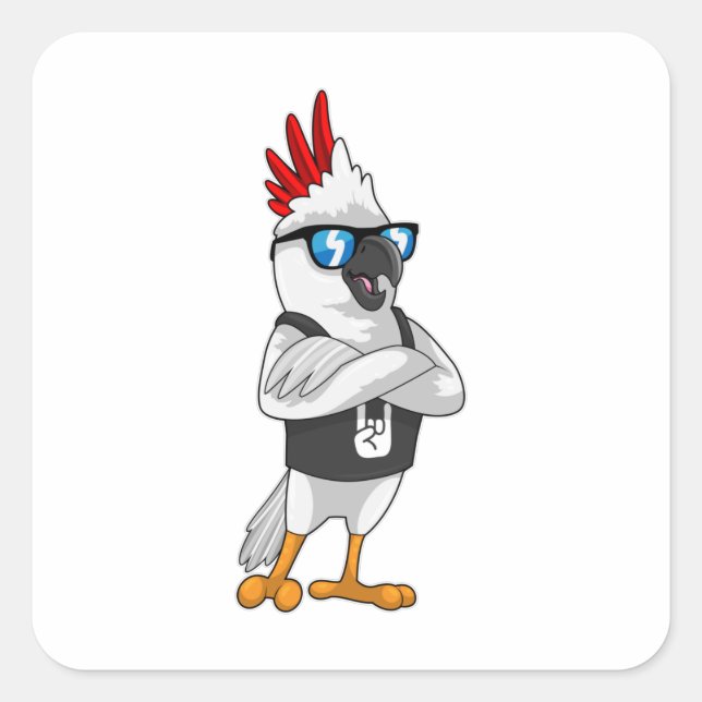 Parrot as Musician with Sunglasses Square Sticker (Front)