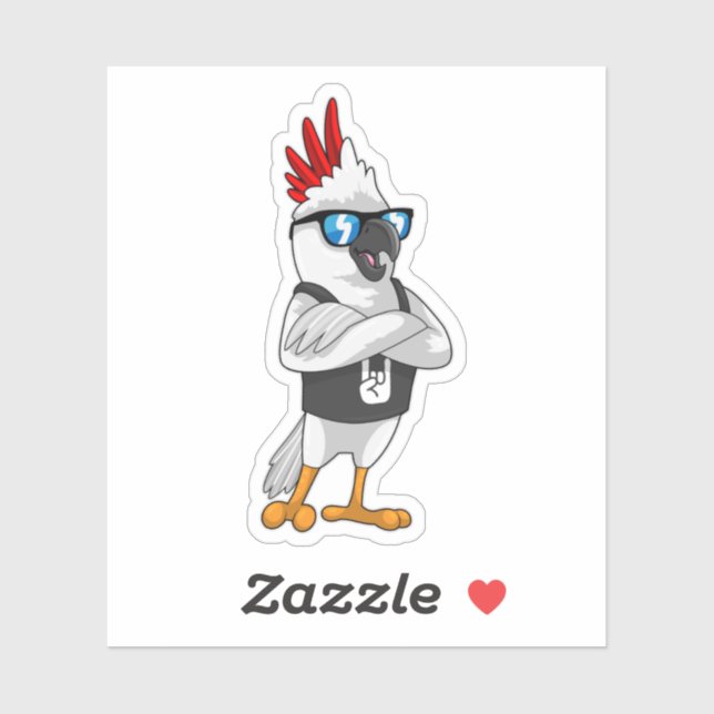 Parrot as Musician with Sunglasses Sticker (Sheet)
