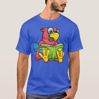Parrot as Nerd with Glasses and Book T-Shirt
