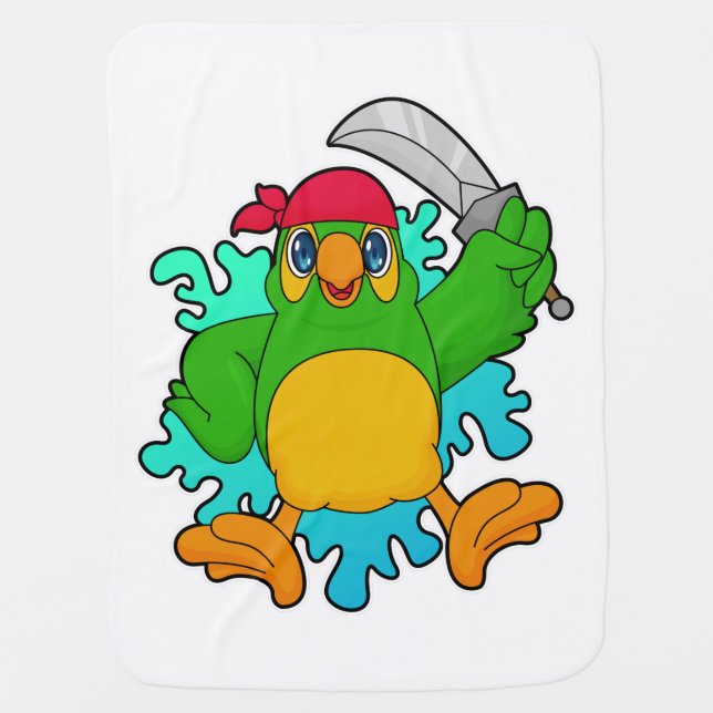 Parrot as Pirate with Sword Baby Blanket (Front)