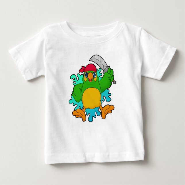 Parrot as Pirate with Sword Baby T-Shirt (Front)