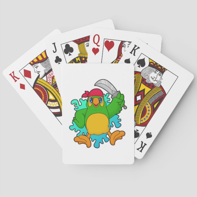Parrot as Pirate with Sword Poker Cards (Back)